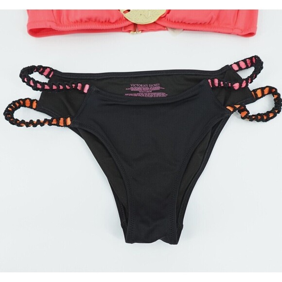 Victorias Secret Bikini Set Women Small Bandeau Strappy Sand Dollar Medallion - Picture 2 of 15
